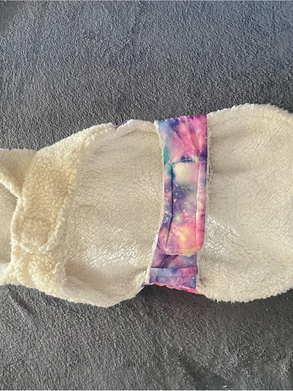 Cozy Galaxy Sherpa-Lined Dog Coat - Pink & Purple